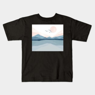 Winter mountain landscape poster Kids T-Shirt